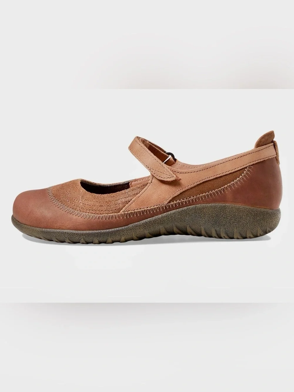 NAOT Kirei Leather & Suede Platform Mary Jane Shoes 39 Antique Brown Suede Combo